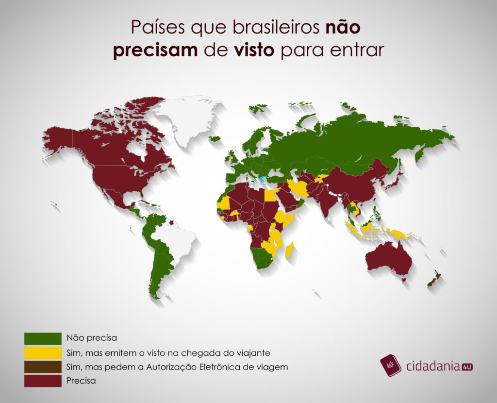 Países que brasileiros precisam de visto